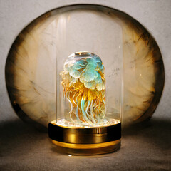 jellyfish statue made of opal