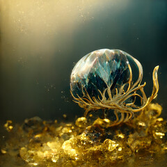 gold with diamond inlaid jellyfish