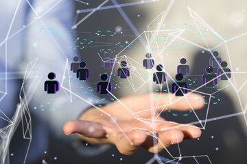 Neural network concept. Connected cells with links.