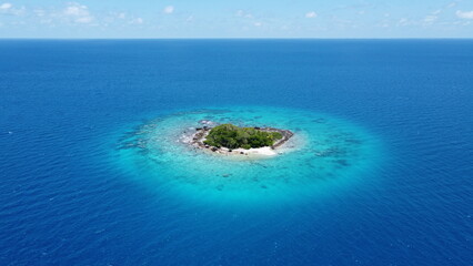 Aerial view of pacific islands, Tuamotus, French Polynesia