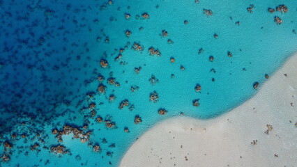 Aerial view of the ocean , Tuamotus, French Polynesia