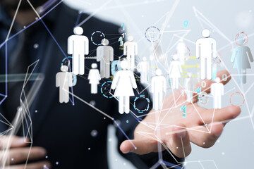 Global network. Blockchain. 3D illustration. Neural networks and artificial intelligence. Abstract
