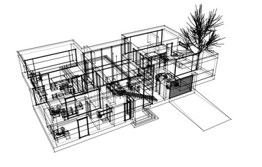 house architecture design 3d illustration