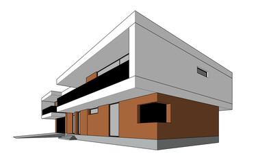 house architecture design 3d illustration