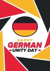 German Unity Day. Celebrated annually on October 3 in Germany. Happy national holiday of unity, freedom and reunification. Deutsch flag. Patriotic poster design. Vector illustration