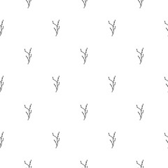 Floral Seamless pattern texture with black sprigs or branches. White background. Vector illustration with twigs. Perfect for printing on fabric or paper.
