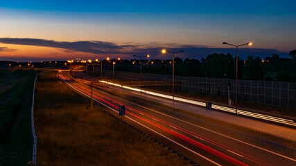 Obraz na płótnie Canvas lights of cars with night. long exposure