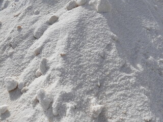 Close up of salt from a salt mountain in the Es Trenc Salt Fields, Mallorca, Balearic Islands, Spain