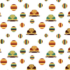 pattern with vintage car on transparent