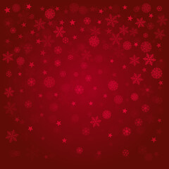 Christmas snow red background. Winter snowflakes subtle frame, greeting card, party event decoration. New Year Holidays gift coupon backdrop. noel vector illustration