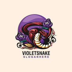 Illustration snake with flower design vector