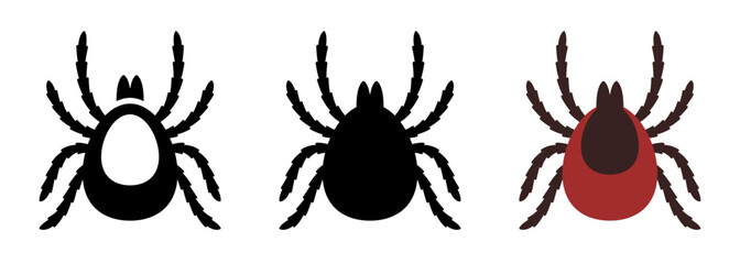 Ticks set. Deer tick. Vector clipart isolated on white background.