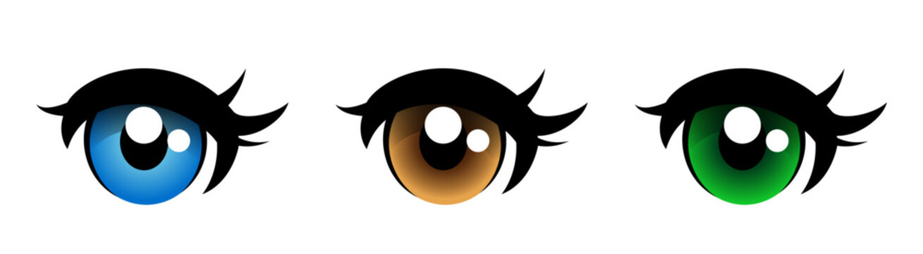 Anime eyes. Vector clipart isolated on white background. Eyes set.