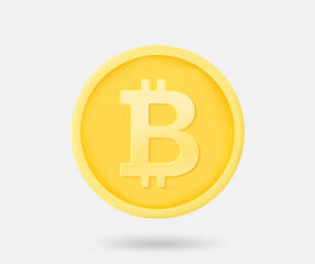 Gold Bitcoin coin. 3d vector isolated illustration