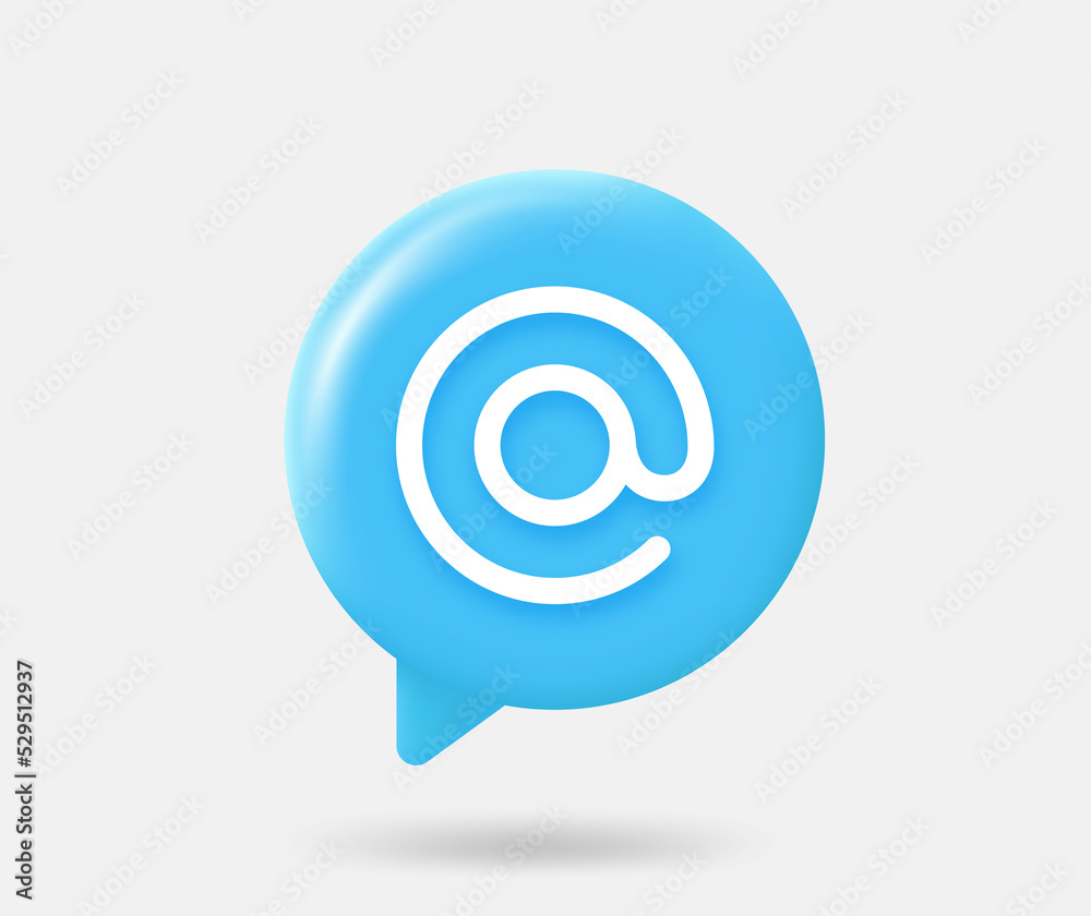 Poster speech cloud with at sign. best choice concept. 3d vector isolated illustration