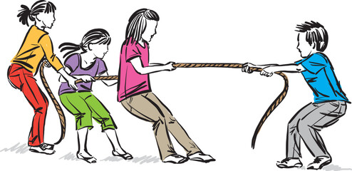 children playing together team concept friendship vector illustration