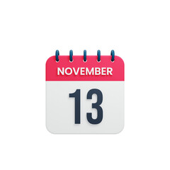 Fototapeta premium November Realistic Calendar Icon 3D Rendered Date November 13