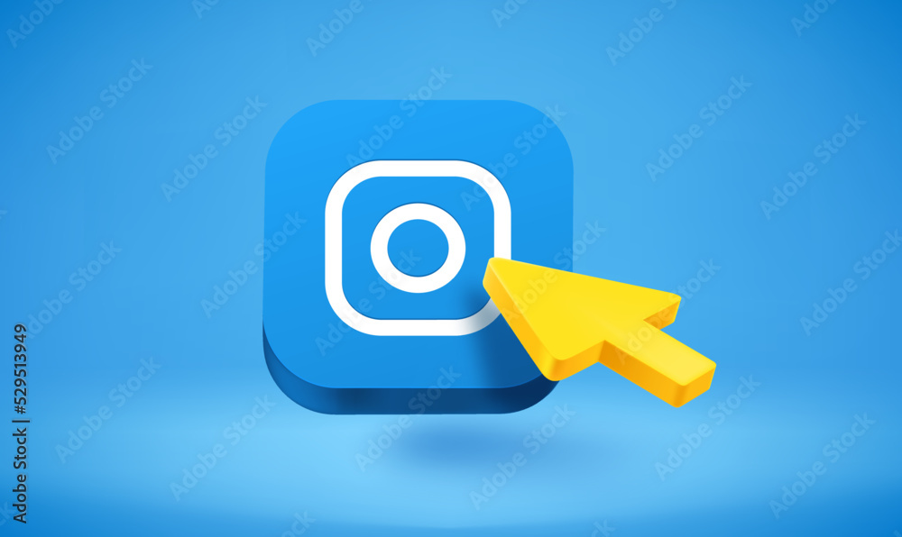 Poster pressing on image gallery app icon. 3d vector illustration