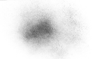Fototapeta na wymiar Black spray stain, droplets texture isolated on white 