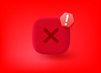 Fototapeta premium Heart icon with exclamation point pictogram. Vector 3d illustration