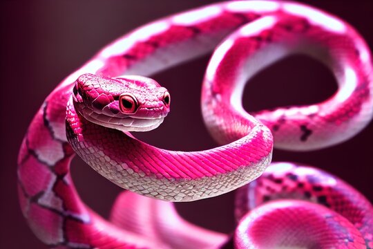 close up of a snake, pink snake, wallpaper, aesthetic, photography.
