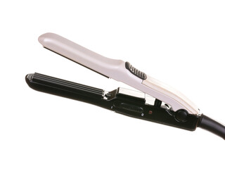 Professional hairdressing tool for creating basic volume in hairstyles. Corrugated hair tongs. Isolated on white background