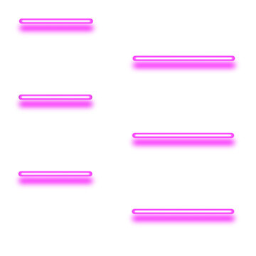 Bank of Neon Lights Pink with Glow on Transparent Background