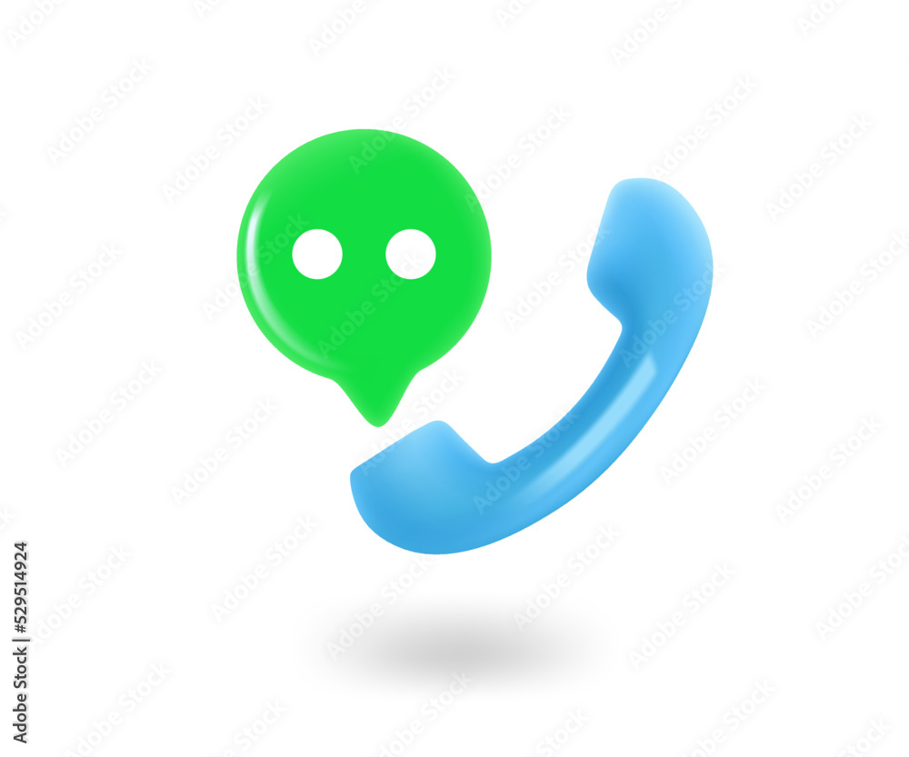 Aufkleber сtalking by phone concept. telephone tube with speech cloud. 3d vector icon isolated on white backgr