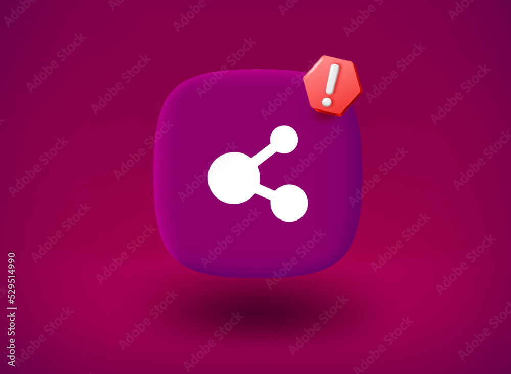 Aufkleber share icon with stop sign. 3d vector illustration