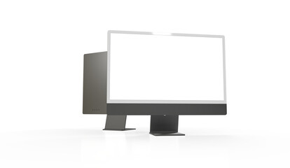 Computer display with blank white screen 3d.