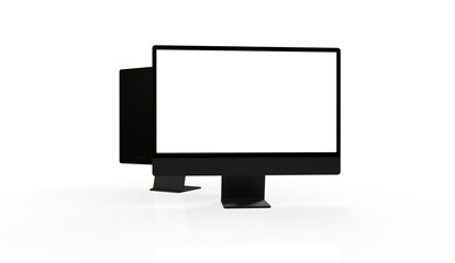 Computer display with blank white screen 3d