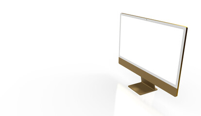 Computer display with blank white screen 3d.