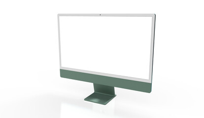 Computer display with blank white screen 3d.