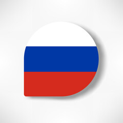 Russia drop flag icon with shadow on white background.