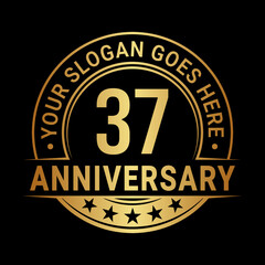 37 years anniversary logo design template. Vector illustration