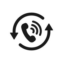 Telephone in circular arrow. Recall, dial progress icon design isolated on white background. Vector illustration