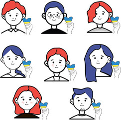 set of illustrations of people in support of Ukraine 