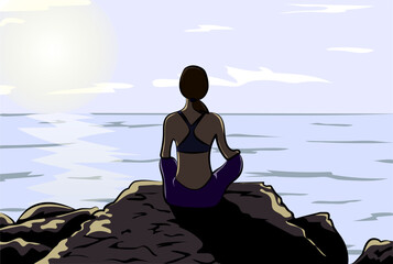 Fototapeta premium girl sitting in pose ardhapadmasana