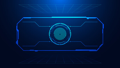 Abstract Square Interface Modern Background Concept Fingerprint Digital Scanning Visual Security System Authentication Login