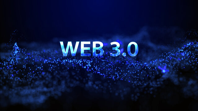 Abstract technology blue dots modern web 3.0 concept is free access to information or services without intermediaries to control and censorship.