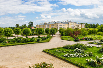 Gardens of Rundale palace in Latvia. Pilsrundale, Latvia, 4 July 2022