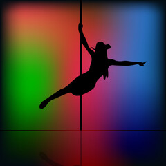 Vector silhouette of dancing woman on blur background
