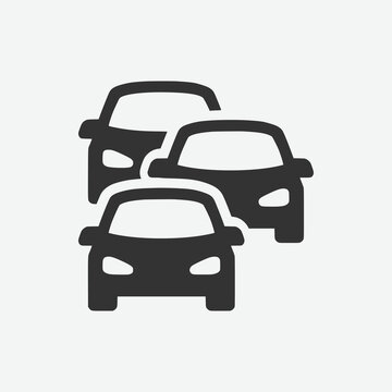 Traffic jam icon. Traffic road icon symbol. Traffic jam vector illustration on isolated background