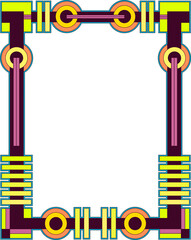 Border of squares and circles in twenties style, and sixties colors
