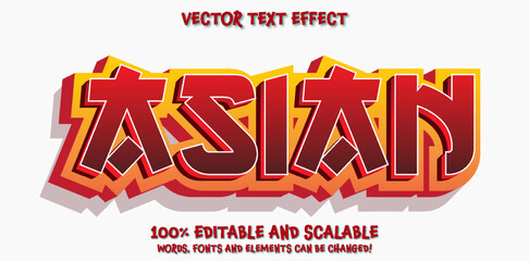Asian editable text effect, asian style bold font concept ready for use to design banners, posters and social media. Typography effect template