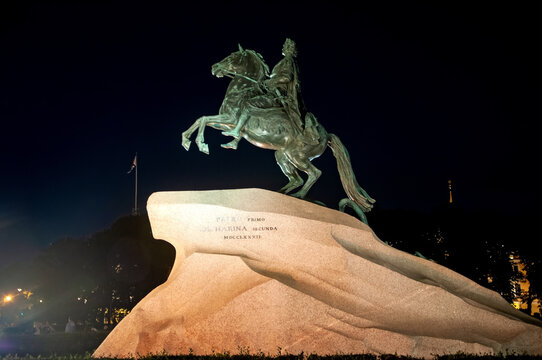 St. Petersburg, Russia - August 16 , 2022: Monument Bronze Horseman