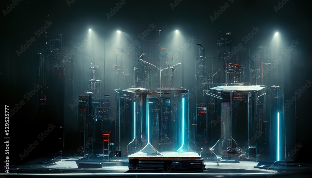 Poster The concept of a modern laboratory with new technologies.3D rendering