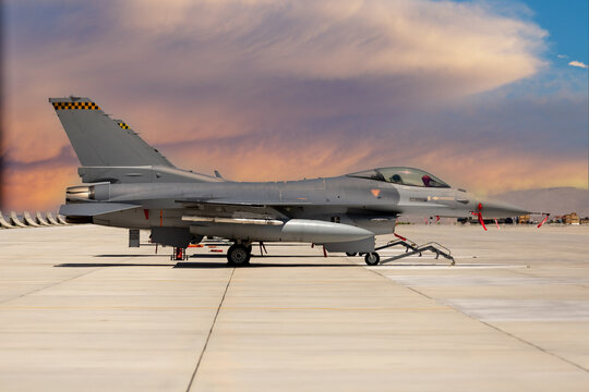 Konya, Turkey - 07 01 2021: Anatolian Eagle Air Force Exercise 2021  F16 Fighter Jet In A Taxiing Position In Turkey