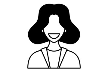 smile woman face avatar vector illustration. The face of a happy girl. Avatar of a laughing young woman. Portrait. Vector flat illustration