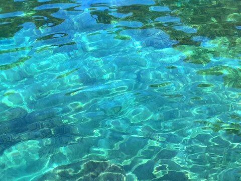 Cool clear sea water background. Turquoise blue waters surface.
